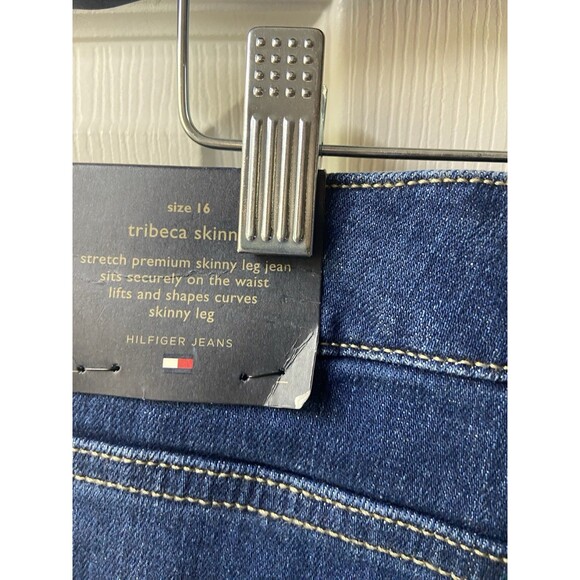 NWT Tommy Hilfiger Jeans Womens Size 16 Blue Rhinestone Bedazzled Tribeca Skinny - Picture 5 of 9
